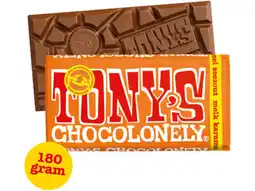Hoogvliet Tony's Chocolonely chocoladereep melk, karamel en zeezout aanbieding