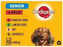 Hoogvliet Pedigree Senior Maaltijdzakjes Vlees in Gelei aanbieding