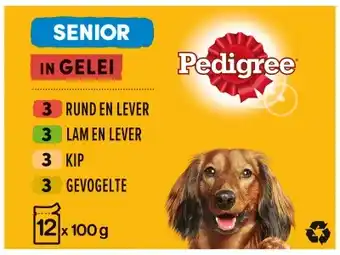 Hoogvliet Pedigree Senior Maaltijdzakjes Vlees in Gelei aanbieding
