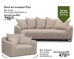 Leen Bakker Bank en loveseat Elsa aanbieding
