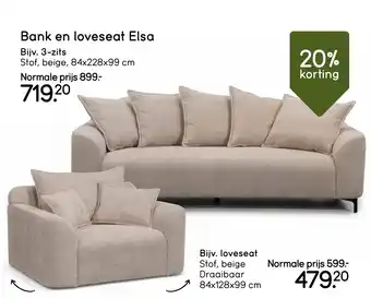 Leen Bakker Bank en loveseat Elsa aanbieding