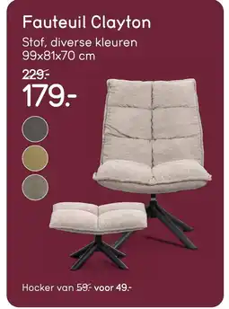 Leen Bakker Fauteuil Clayton aanbieding