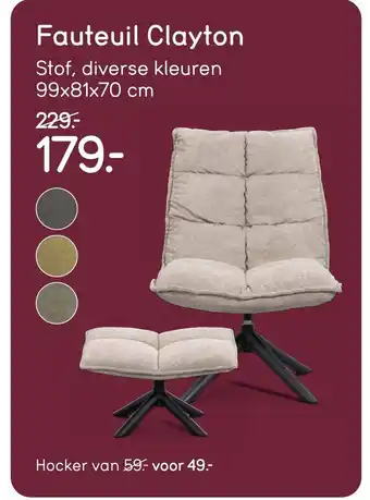 Leen Bakker Fauteuil Clayton aanbieding