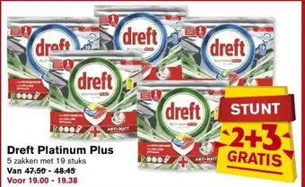 Hoogvliet Dreft Platinum Plus 5*19st aanbieding