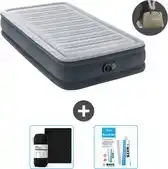 Bol.com Intex Luchtbed - 1 Persoons - 99 x 191 x 33 cm - Grijs - Inclusief pomp - Hoeslaken en Reparatieset aanbieding