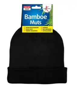 De Online Drogist Lucovitaal Bamboe Muts Zwart aanbieding