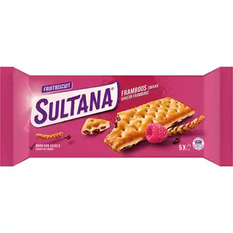 Dekamarkt Sultana Fruitbiscuit framboos 5x 3st aanbieding