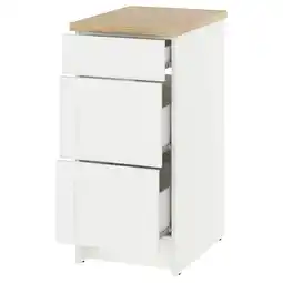 IKEA Knoxhult wit keukenblok met 3 lades, eiken blad, strak modern design aanbieding