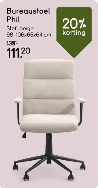 Leen Bakker Bureaustoel Phil aanbieding