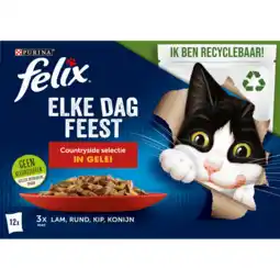 Dekamarkt Felix Kattenvoer elke dag feest countryside in gelei 12 x 85gr aanbieding
