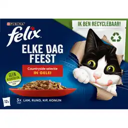 Dekamarkt Felix Kattenvoer elke dag feest countryside in gelei 12 x 85gr aanbieding