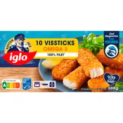 Dekamarkt Iglo Vissticks omega 3 10 stuks aanbieding