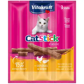 Dekamarkt Vitakraft Kattensnacks stick mini gevogelte lever 3 stuks aanbieding