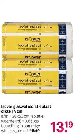 Karwei Isover glaswol isolatieplaat dikte 14 cm aanbieding
