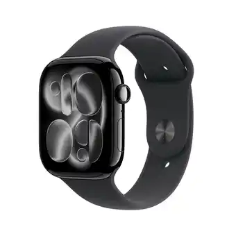 MediaMarkt APPLE Watch Series 11GPS- 46mm Aluminium Case - Black Sport Band M/L Smartwatch Jet Black aanbieding