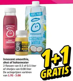 Hoogvliet Innocent smoothie, shot of kokoswater aanbieding