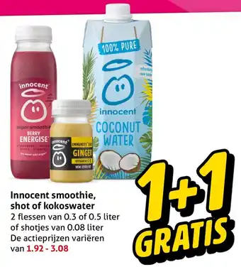 Hoogvliet Innocent smoothie, shot of kokoswater aanbieding