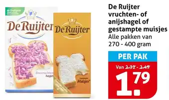 Hoogvliet De Ruijter vruchten of anijshagel of gestampte muisjes aanbieding