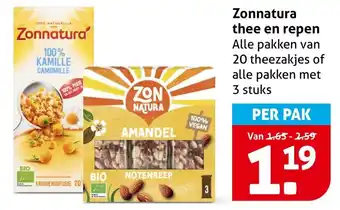 Hoogvliet Zonnatura thee en repen aanbieding