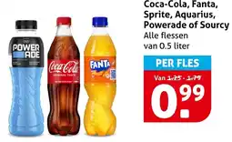 Hoogvliet Coca-Cola, Fanta, Sprite, Aquarius, Powerade of Sourcy aanbieding
