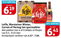 Hoogvliet Leffe, Warsteiner Winter, Cornet of Hertog Jan speciaalbier aanbieding
