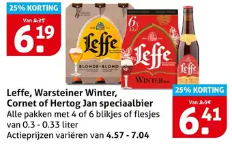 Hoogvliet Leffe, Warsteiner Winter, Cornet of Hertog Jan speciaalbier aanbieding
