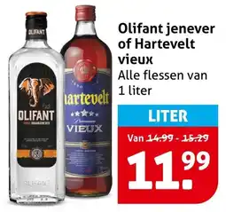 Hoogvliet Olifant jenever of Hartevelt vieux aanbieding