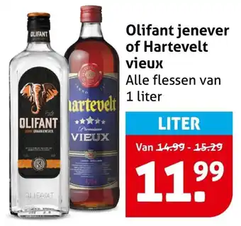 Hoogvliet Olifant jenever of Hartevelt vieux aanbieding
