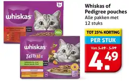 Hoogvliet Whiskas of Pedigree pouches aanbieding