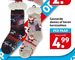 Hoogvliet Gevoerde dames of heren kerstsokken aanbieding
