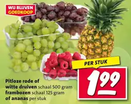 Nettorama Pitloze rode of witte druiven, frambozen of ananas aanbieding