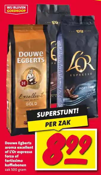 Nettorama Douwe Egberts aroma excellent of L'Or espresso forza of fortissimo koffiebonen aanbieding