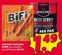 Nettorama Jack Link's beef jerky of BiFi aanbieding