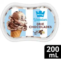 Jumbo Hertog IJssalon Mini IJs Drie Chocolades 200 ml aanbieding