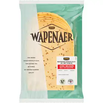 Jumbo Wapenaer Goudse Kaas Jong Belegen met Komijn 48+ Plakken ca. 200 g aanbieding