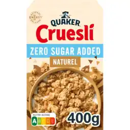 Jumbo Quaker Cruesli Zero Sugar Added Naturel 400 g aanbieding