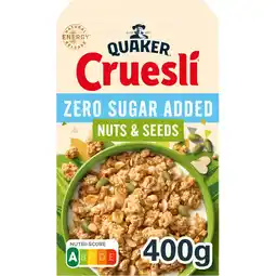Jumbo Quaker Cruesli Zero Sugar Added Nuts & Seeds 400 g aanbieding