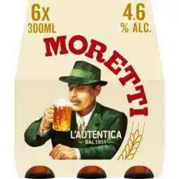 Jumbo Birra Moretti L'Autentica Bier Fles 6 x 300ml aanbieding
