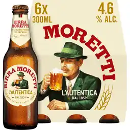 Jumbo Birra Moretti L'Autentica Bier Fles 6 x 300ml aanbieding