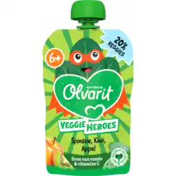 Jumbo Olvarit 6+ Maanden Knijpfruit Spinazie, Kiwi, Appel 100 g aanbieding