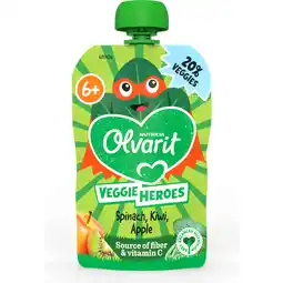 Jumbo Olvarit 6+ Maanden Knijpfruit Spinazie, Kiwi, Appel 100 g aanbieding
