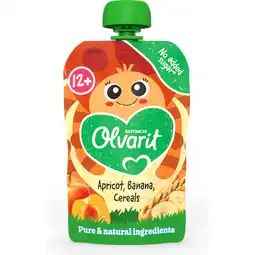 Jumbo Olvarit 12+ Maanden Knijpfruit Abrikoos Banaan Granen 100g aanbieding