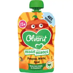 Jumbo Olvarit 12+ Maanden Knijpfruit Pompoen, Wortel, Appel 100g aanbieding