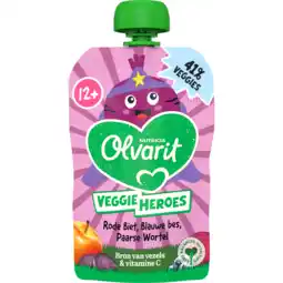 Jumbo Olvarit 12+ Maanden Knijpfruit Rode Biet, Paarse Wortel, Bosbes 100g aanbieding