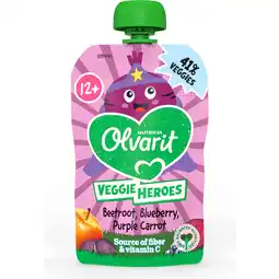 Jumbo Olvarit 12+ Maanden Knijpfruit Rode Biet, Paarse Wortel, Bosbes 100g aanbieding