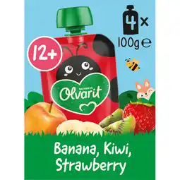 Jumbo Olvarit Knijpfruit Banaan Kiwi Aardbei 12+ Maanden 4 x 100 g aanbieding
