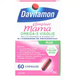 Jumbo Davitamon Compleet mama plus omega-3 visolie capsules, 60 stuks aanbieding