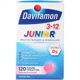 Jumbo Davitamon Junior 3-12 kauwvitamines framboos, 120 stuks aanbieding