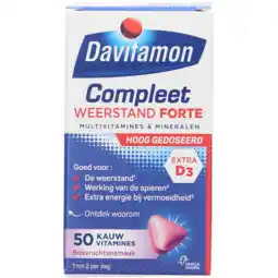 Jumbo Davitamon Compleet weerstand forte kauwvitamines bosvruchten, 50 stuks aanbieding