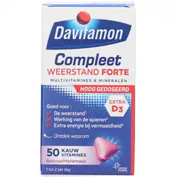 Jumbo Davitamon Compleet weerstand forte kauwvitamines bosvruchten, 50 stuks aanbieding